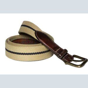 Vintage Orvis Belt Brass Buckle Leather Canvas Men's Size 42